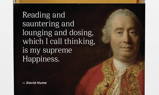 David Hume label with quote and painting from national galleries of scotland