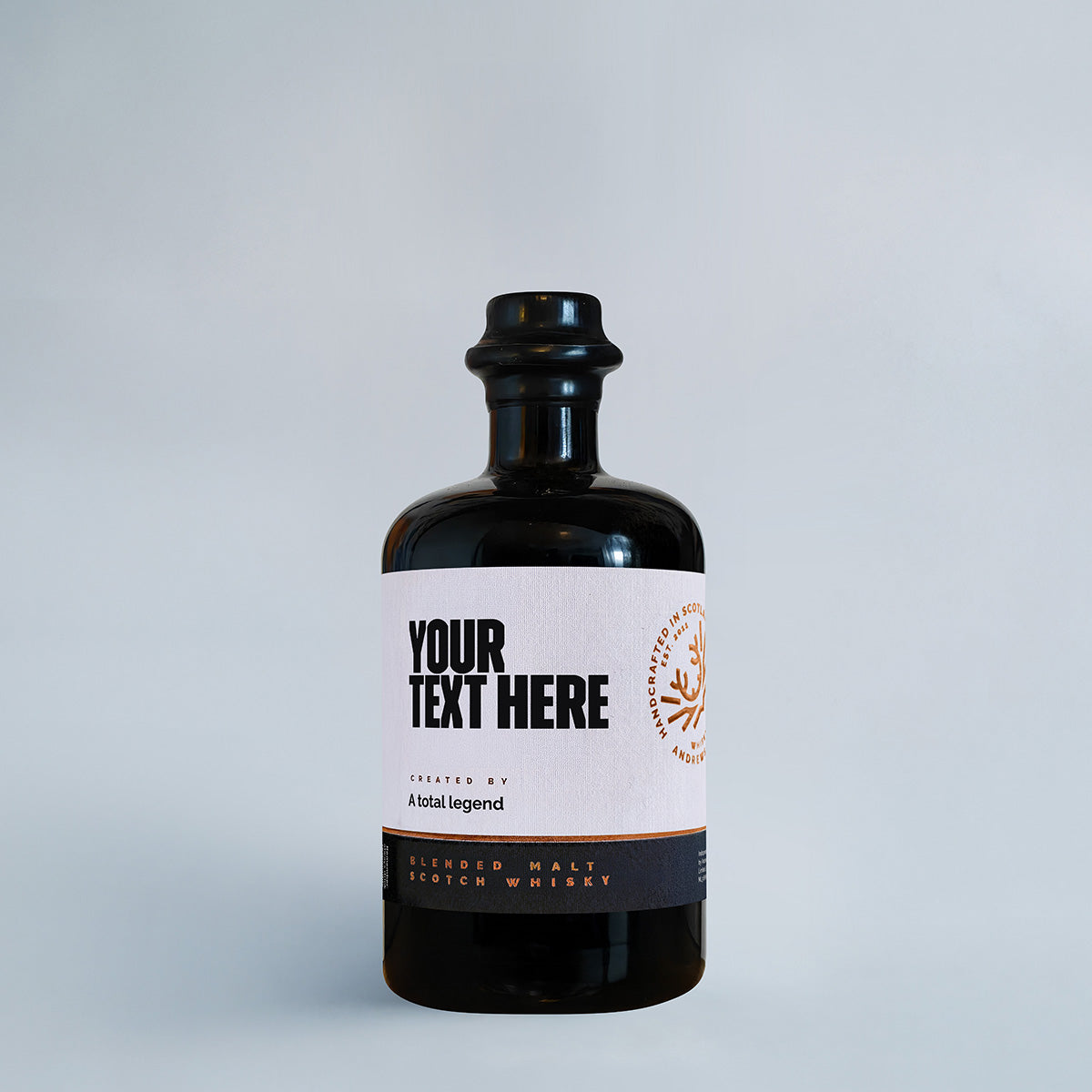 Custom whisky 500ml round (black)