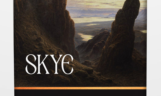 Skye label with painting of the old man of storr