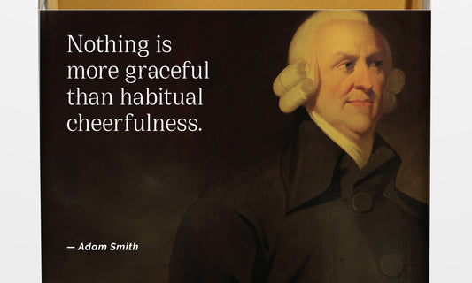 Adam Smith label with quote and painting from national galleries of scotland