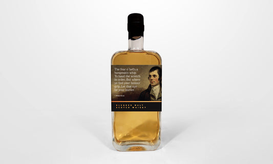 Robert Burns label with quote blended malt scotch whisky bottle 