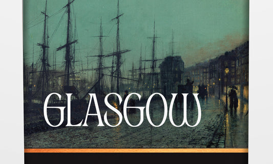 Glasgow label with painting of shipping on the river Clyde 